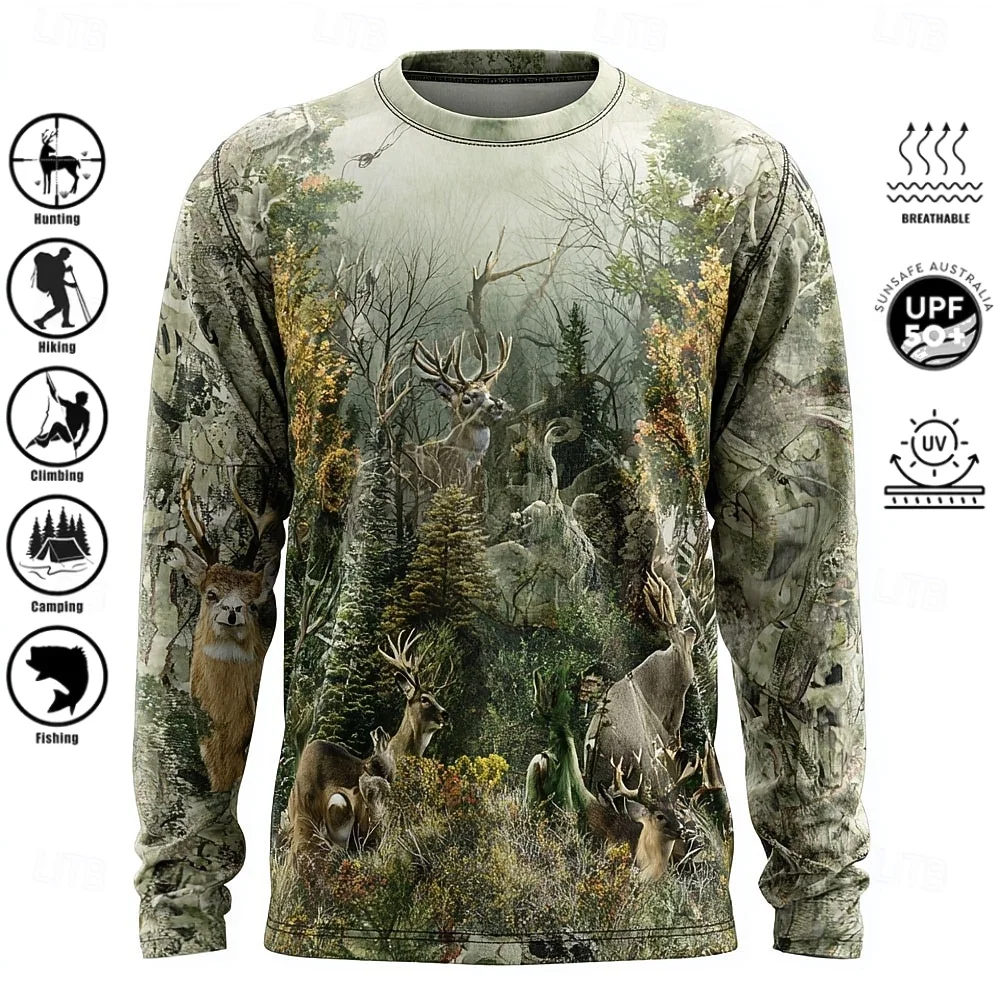 Men Long Sleeve T-shirt Polyes - Outdoor Hunting Prints review and price