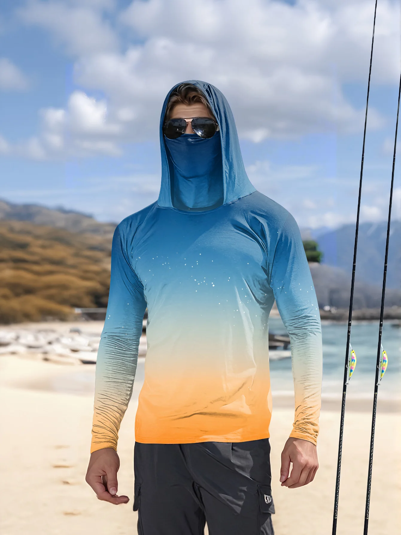 Mens Fishing Shirt Hooded UPF  - Outdoor Hunting Prints review and price